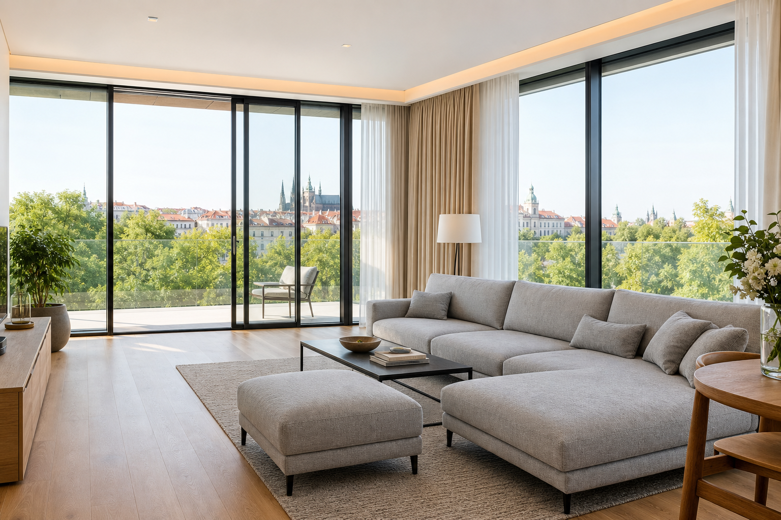Světlý moderní interiér novostavby